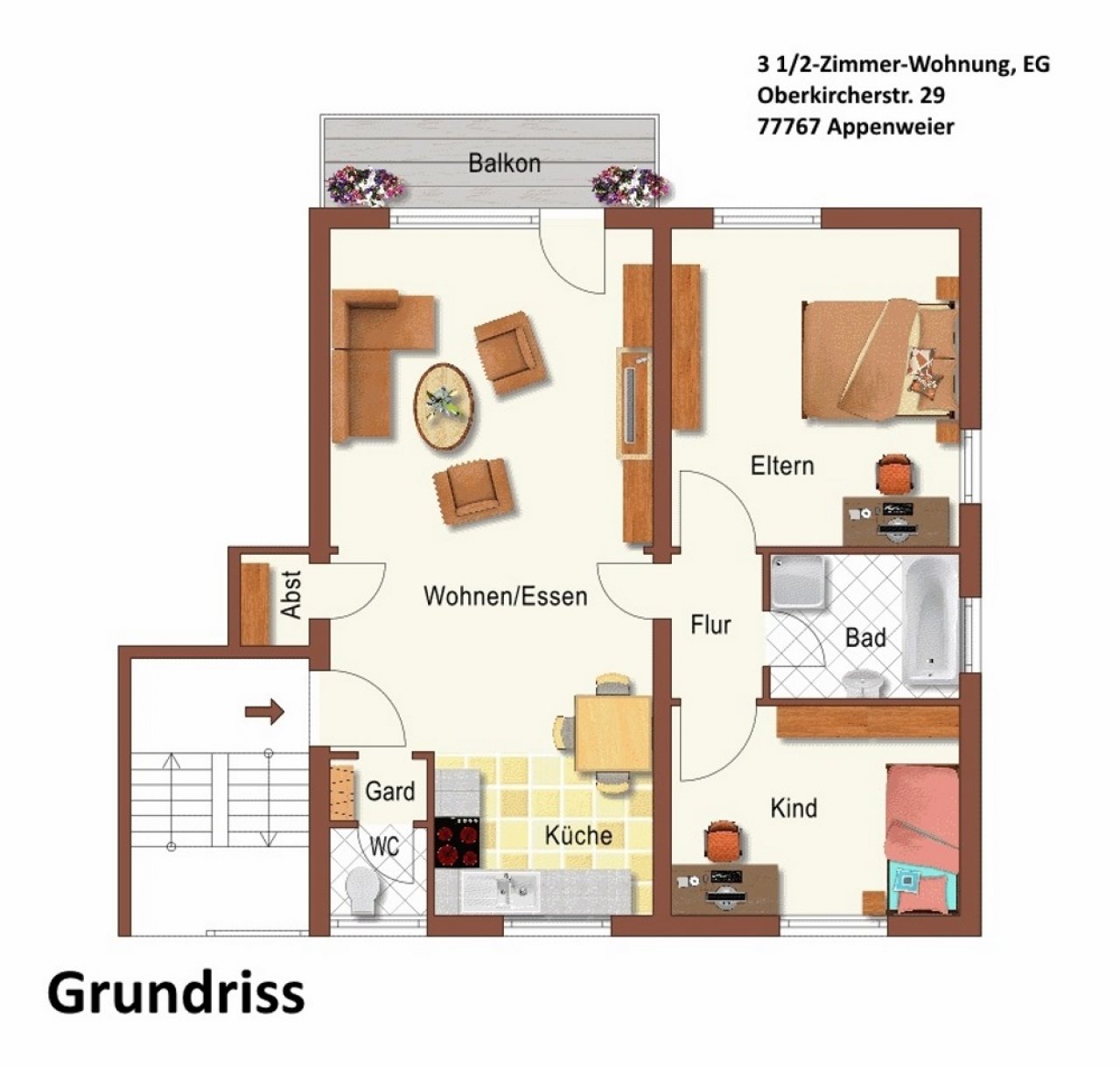 Moderne 3 1/2-Zimmer-Wohnung, Appenweier (ETW, Appenweier, Ecotherm)