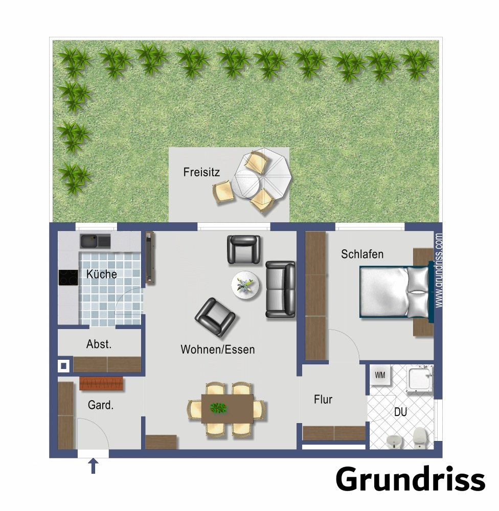 Moderne und neuwertige 2 1/2-Zimmer-Wohnung am Zentrum von Achern (ETW, Fromann-Ganter) — Grundriss
