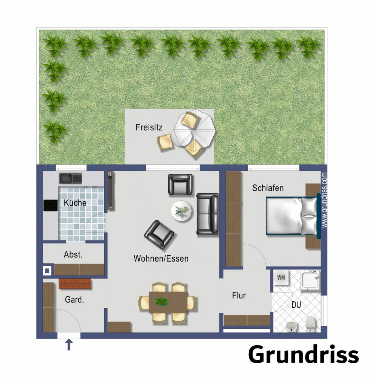 Moderne und neuwertige 2 1/2-Zimmer-Wohnung am Zentrum von Achern (ETW, Fromann-Ganter) — Grundriss
