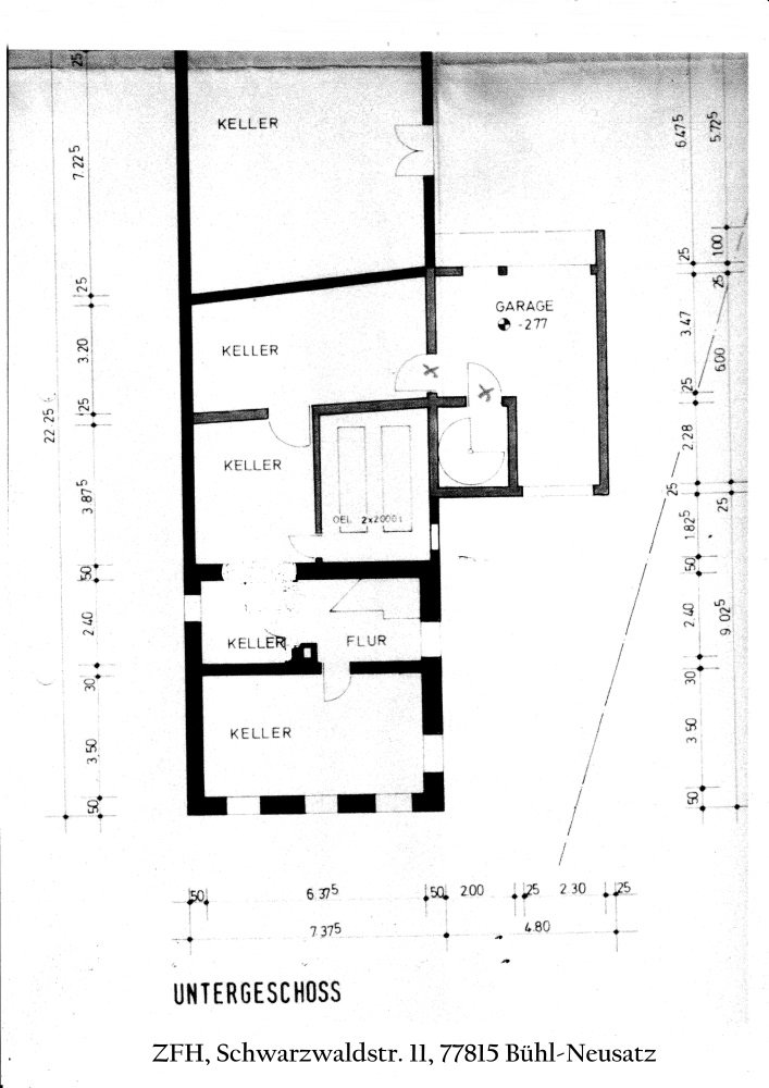 Ein- bis Zweifamilienhaus mit beeindruckend großem Grundstück in Bühl-Neusatz (EZFH, Ecotherm) — Grundriss, KG