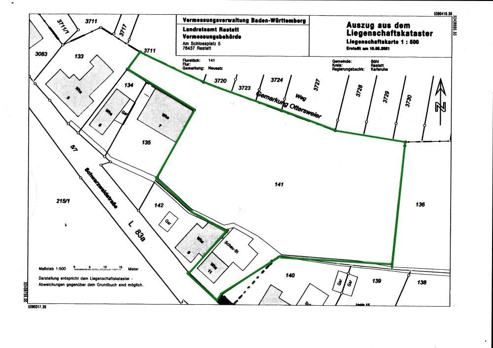 Ein- bis Zweifamilienhaus mit beeindruckend großem Grundstück in Bühl-Neusatz (EZFH, Ecotherm) — FlurSt. Nr. 141