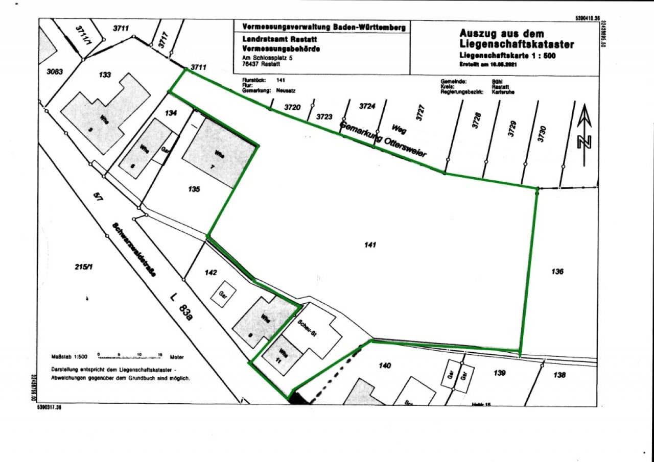 Ein- bis Zweifamilienhaus mit beeindruckend großem Grundstück in Bühl-Neusatz (EZFH, Ecotherm) — FlurSt. Nr. 141