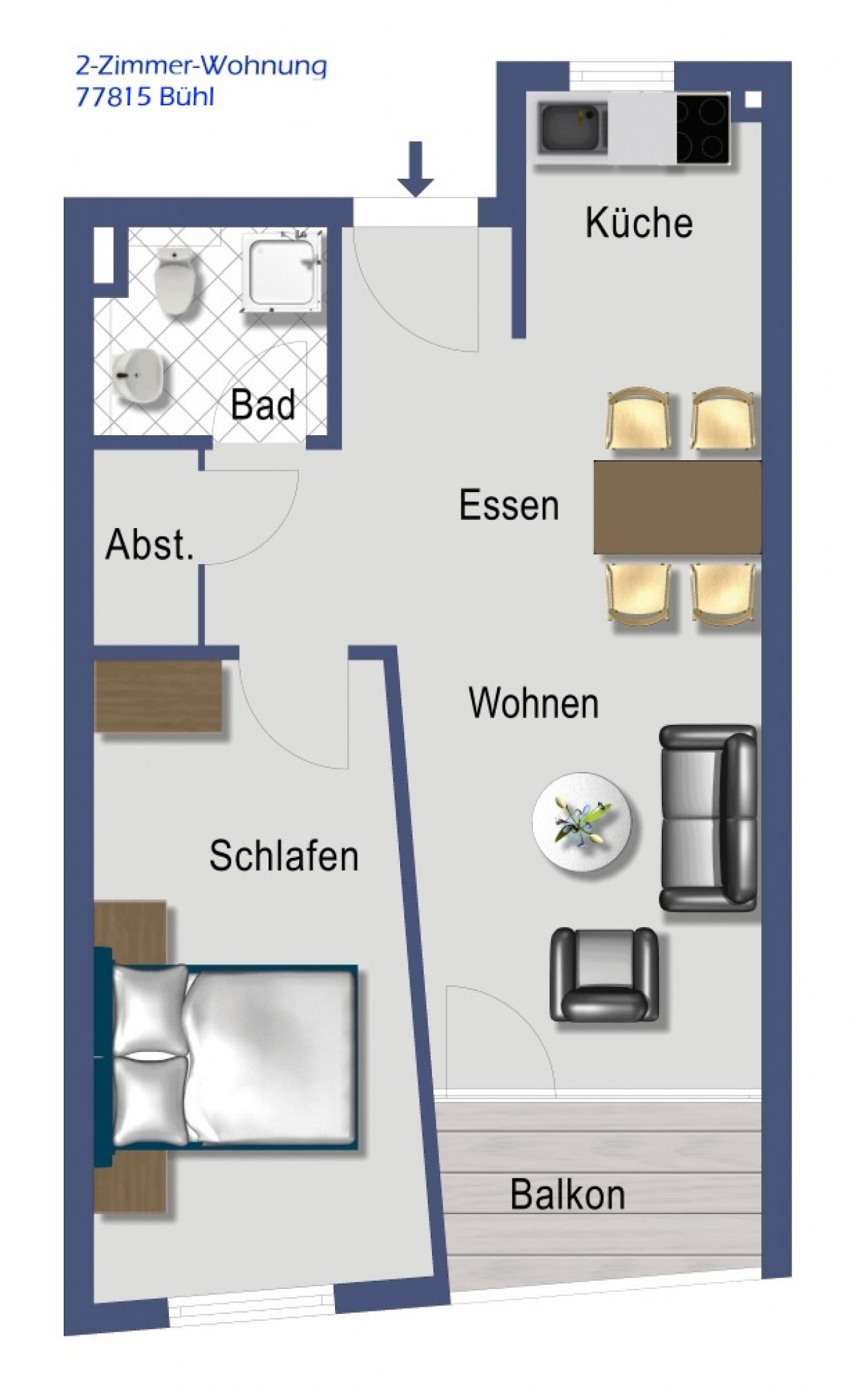 VERKAUFT 2023:_x000D_ Attraktive 2-Zimmer-Wohnung in Bühl - Stadtgebiet (ETW, Belzer)