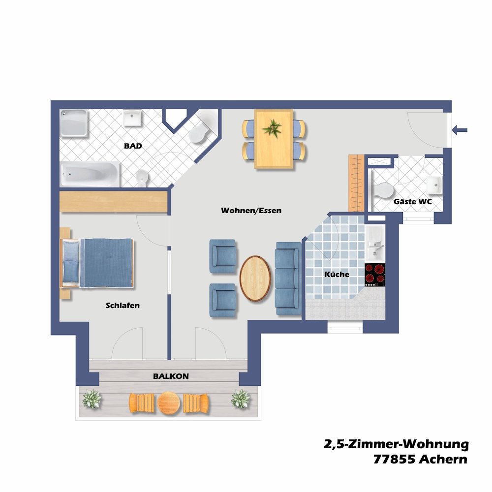 Traumhafte Penthouse-Wohnung im Zentrum von Achern (ETW, EG Utech)